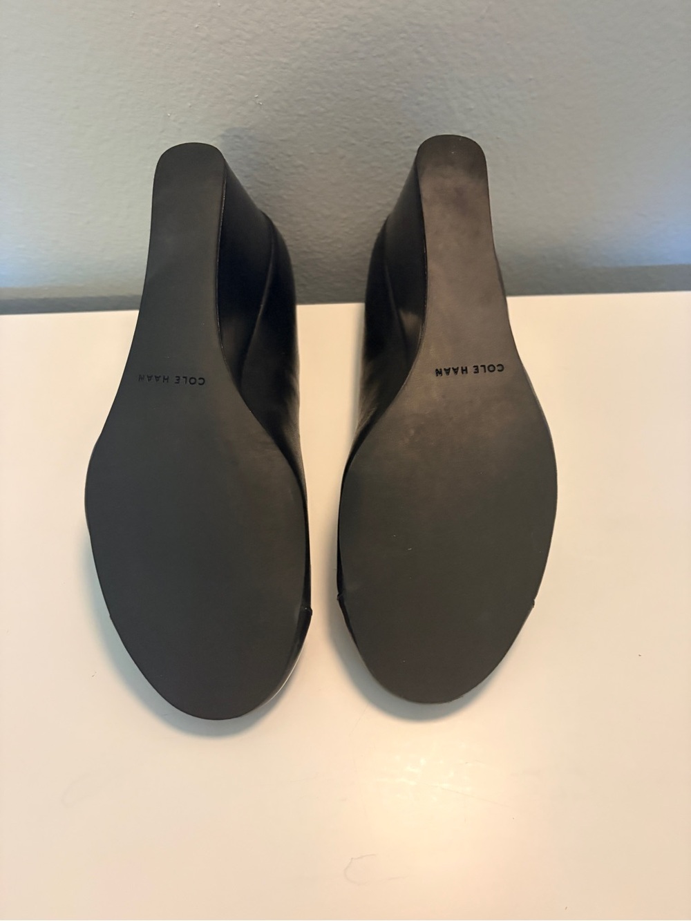 Cole Haan Black Leather Bow Wedge Pumps - Women - Picture 6 of 7
